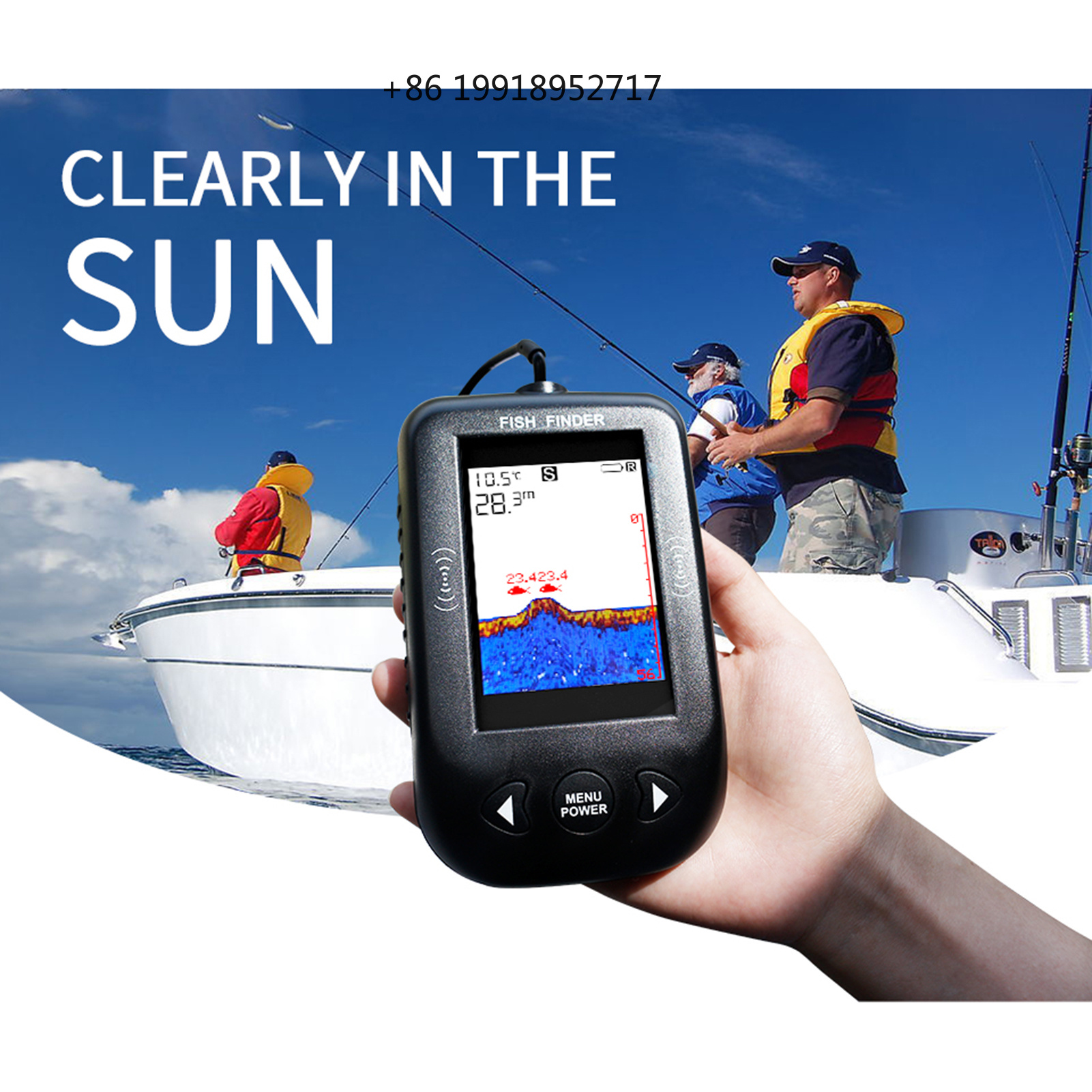Fishing Boat Depth Finder - جهاز سونار محمول لاكتشاف الأسماك مع
