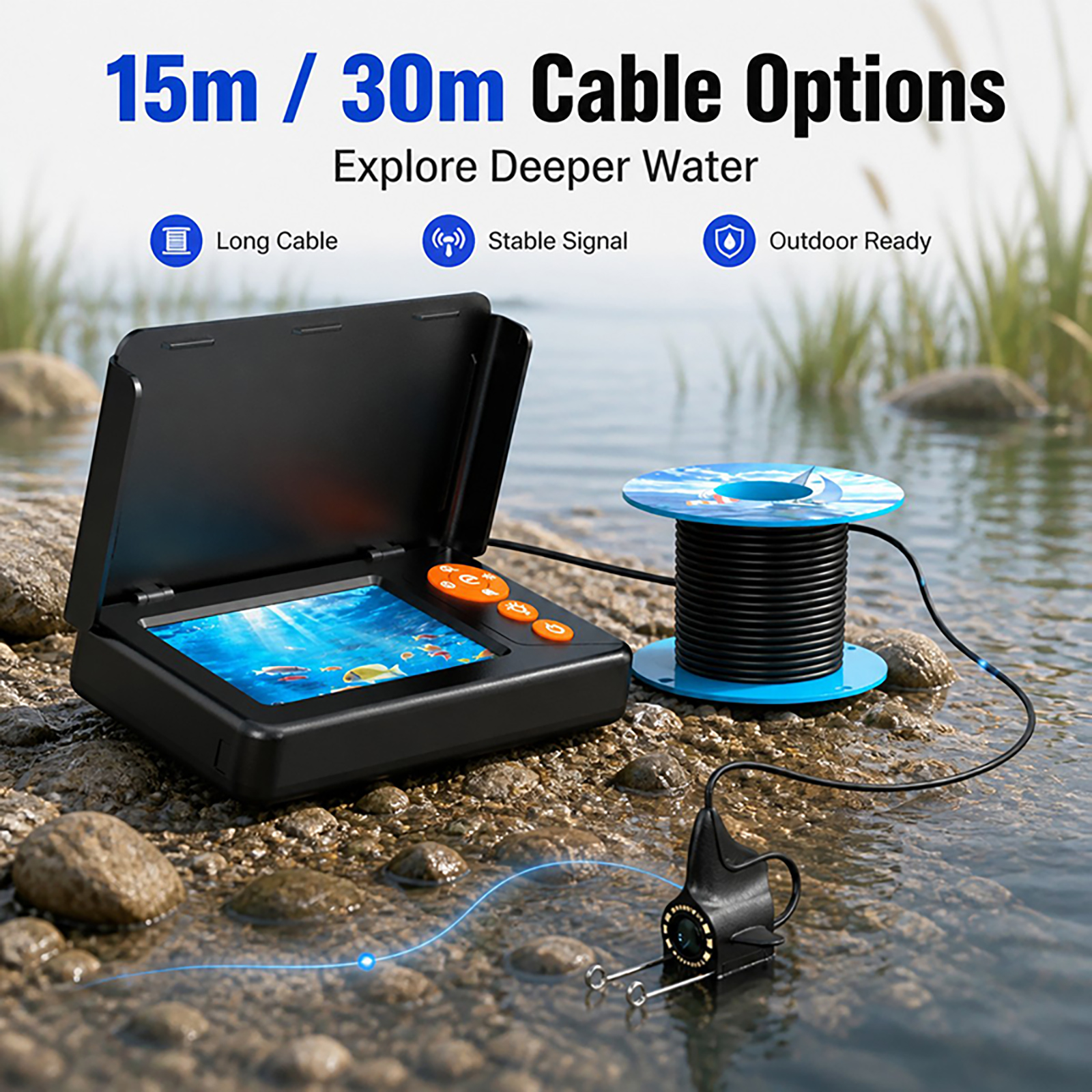 Fishing Boat Depth Finder - كاميرا تحت الماء عالية الدقة 1080P