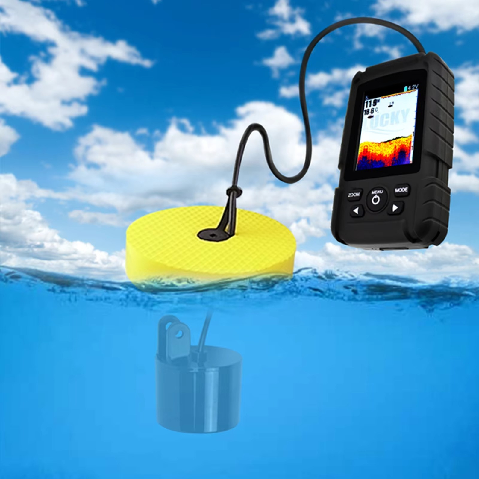 جهاز كشف الأسماك لاسلكي وسلكي  - مراجعة Fishing Boat Depth Finder وسعره