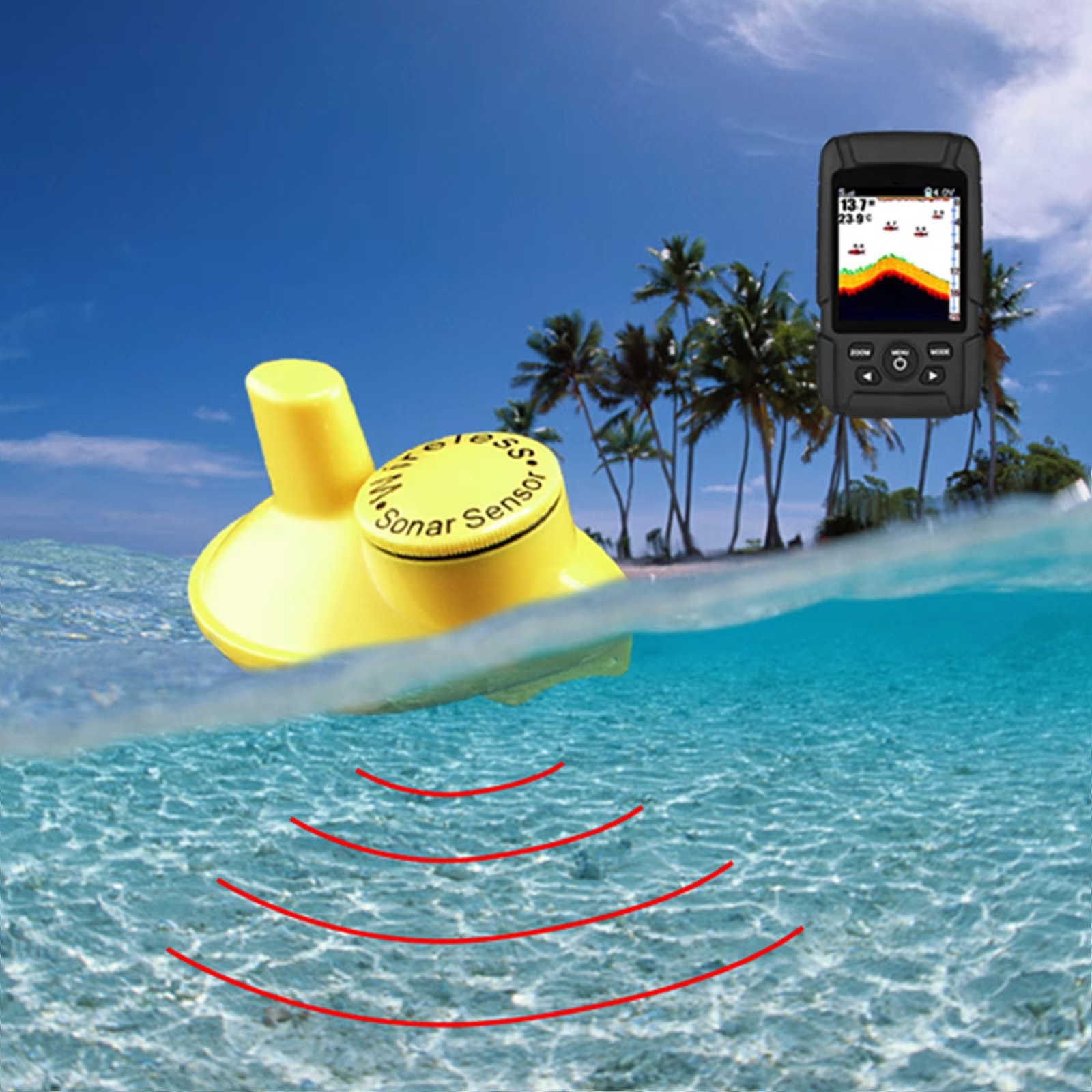 جهاز كشف الأسماك لاسلكي وسلكي  - مراجعة Fishing Boat Depth Finder وسعره