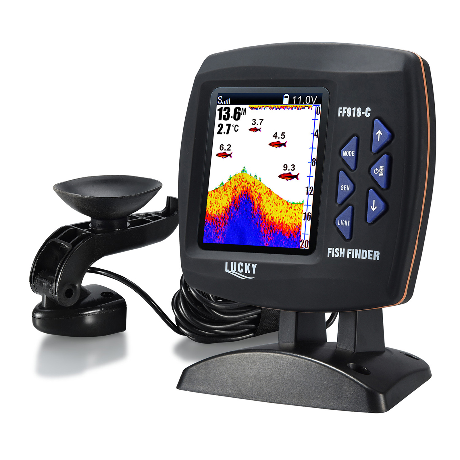 صياد السمك مستشعر السونار اللا - مراجعة Fishing Boat Depth Finder وسعره