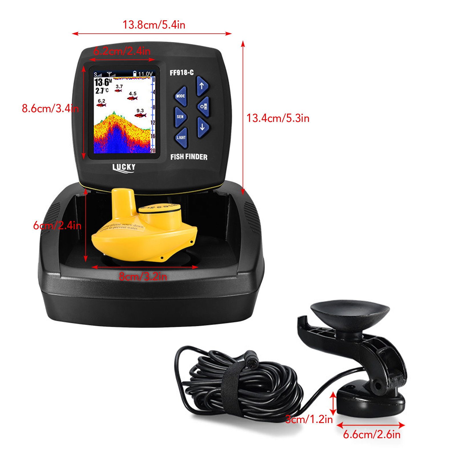 صياد السمك مستشعر السونار اللا - مراجعة Fishing Boat Depth Finder وسعره