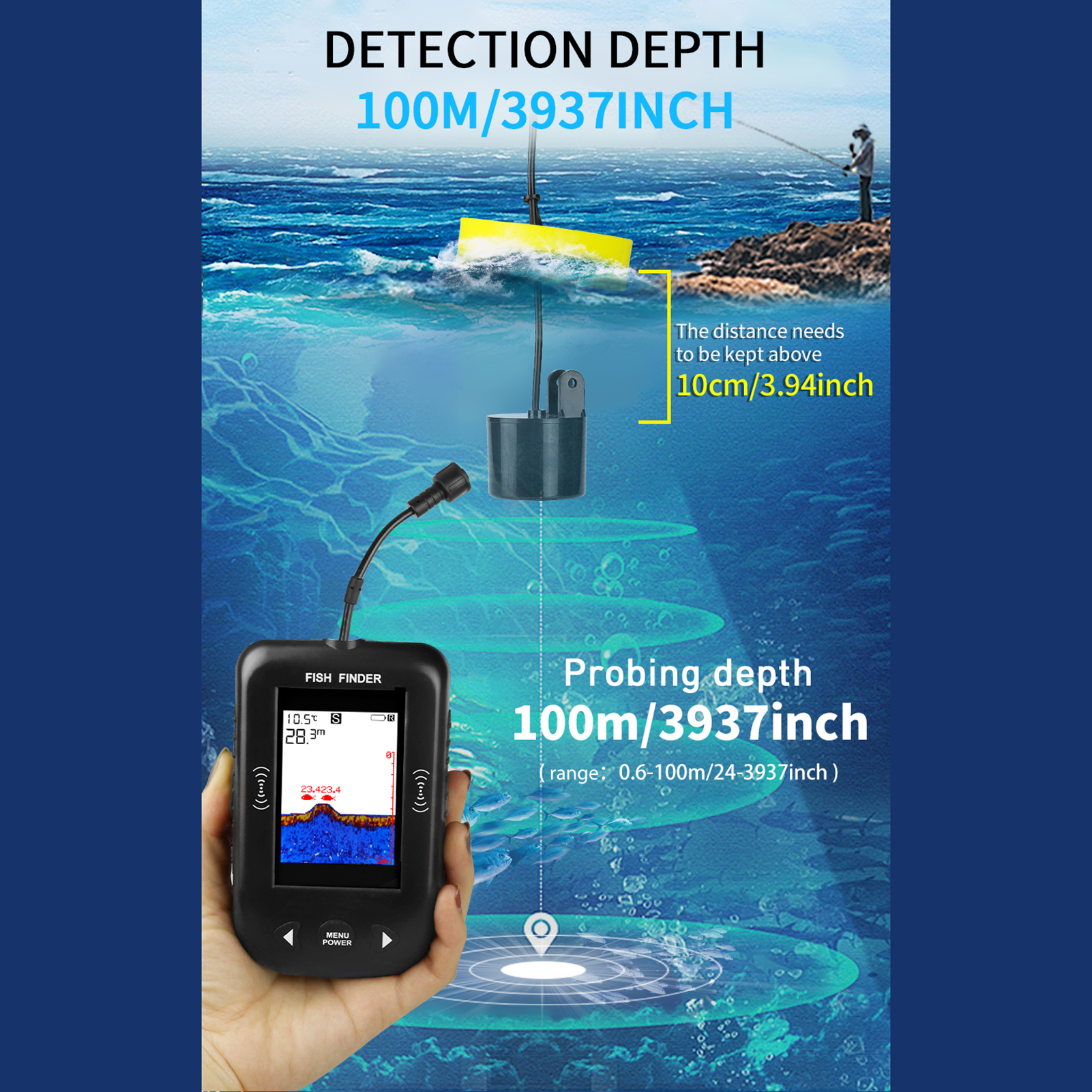 جهاز سونار محمول لاكتشاف الأسم - مراجعة Fishing Boat Depth Finder وسعره