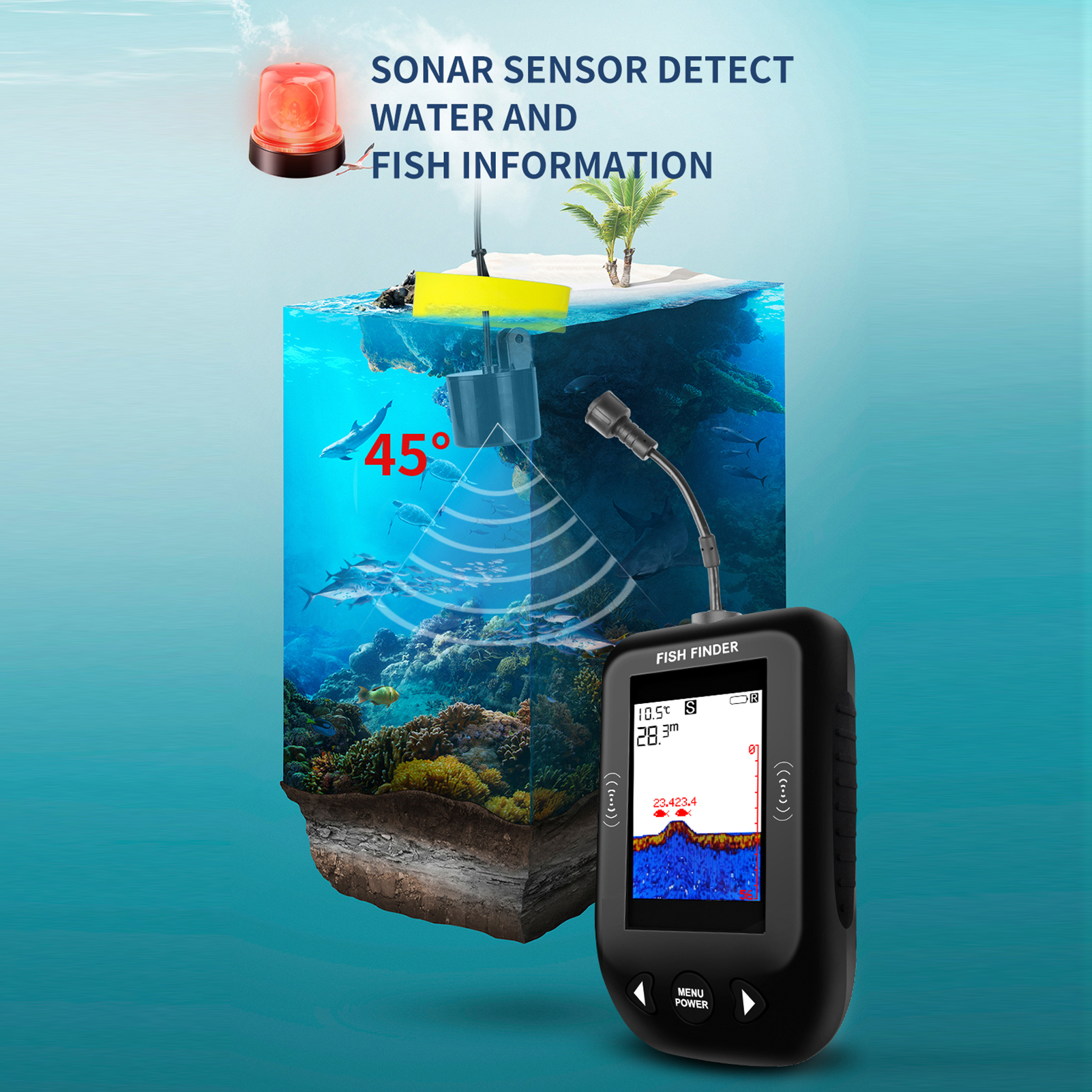 جهاز سونار محمول لاكتشاف الأسم - مراجعة Fishing Boat Depth Finder وسعره